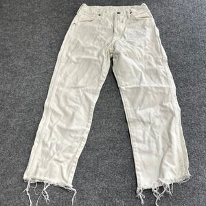 Wrangler Jeans Womens Size 26 White Vintage Made USA Cotton Raw Hem Distressed